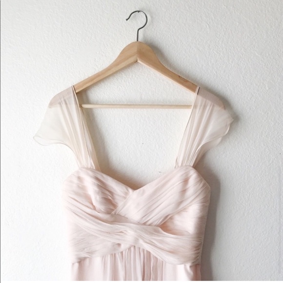 Amsale Silk-Chiffon Light Peach Gown - Picture 6 of 8